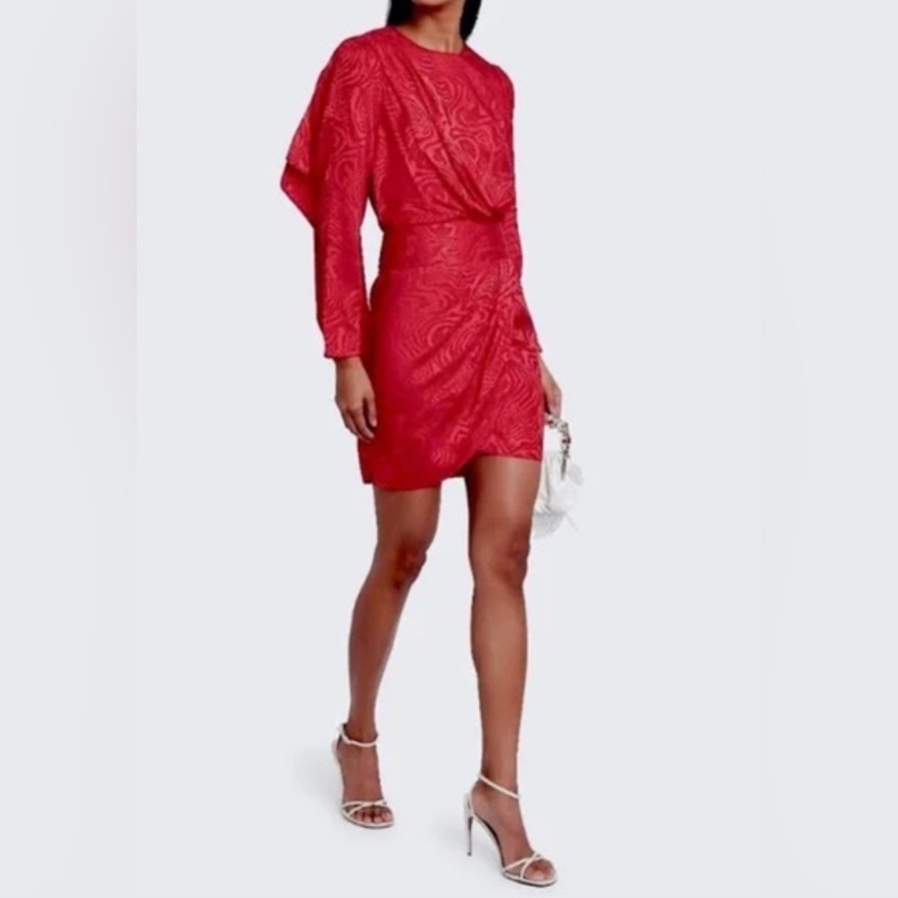 Ronny Kobo Collection Vibrant Red Long Sleeve Holiday Dress
